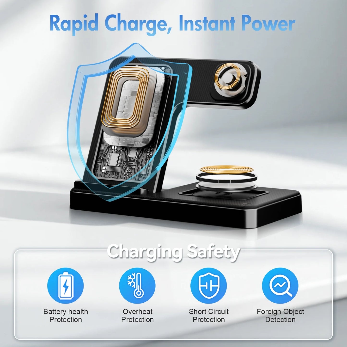 Charging Station,Wirelss Charger,Magnetic Charging Station Compatible with Iphone 17 16 15 14 13 12 11 Pro Max XS Xr,For Iwatch Series 9 8 7 6 5 4 3 2 Se,For Airpods 3 2 Pro