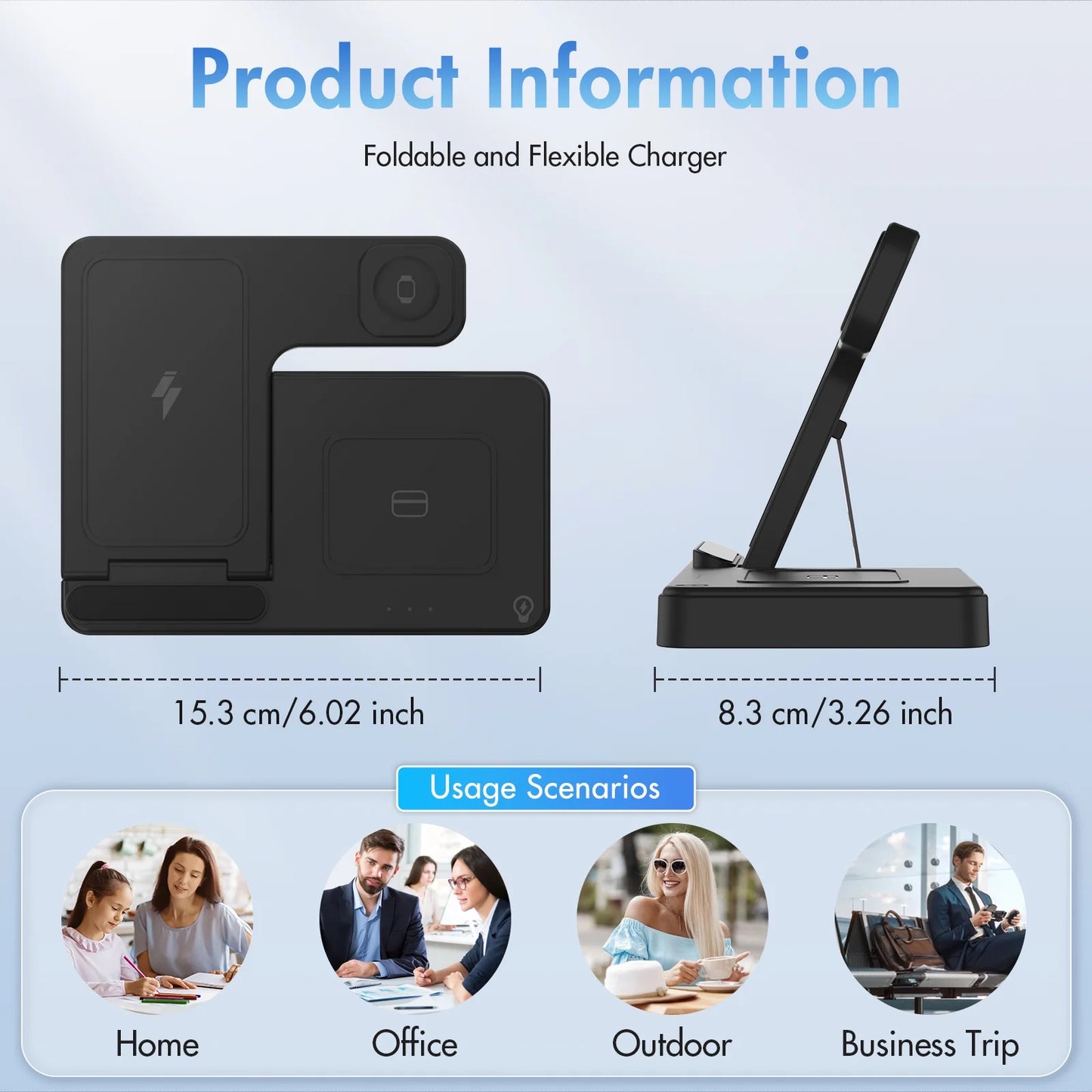 Charging Station,Wirelss Charger,Magnetic Charging Station Compatible with Iphone 17 16 15 14 13 12 11 Pro Max XS Xr,For Iwatch Series 9 8 7 6 5 4 3 2 Se,For Airpods 3 2 Pro